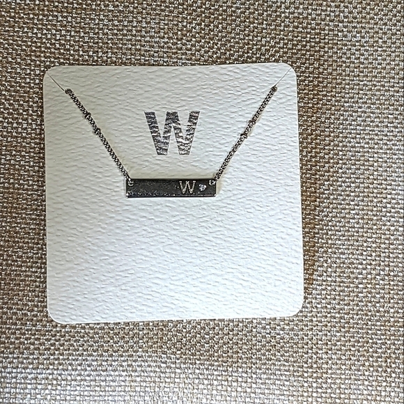 Francesca's W Initial Silver Bar Necklace NWT - Picture 1 of 3